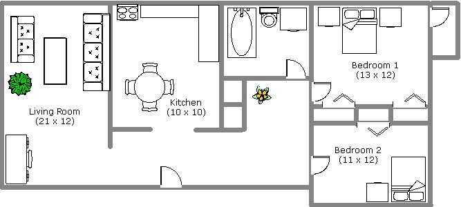 2 bedroom Apartments for rent in Notre-Dame-de-Grace at 3500 Cavendish - Floorplan 11 - RentQuebecApartments – L20669