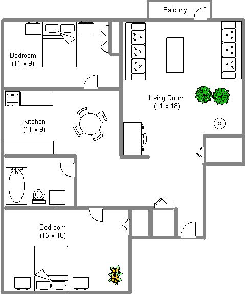 2 bedroom Apartments for rent in Notre-Dame-de-Grace at 4820 Borden - Floorplan 01 - RentQuebecApartments – L6448