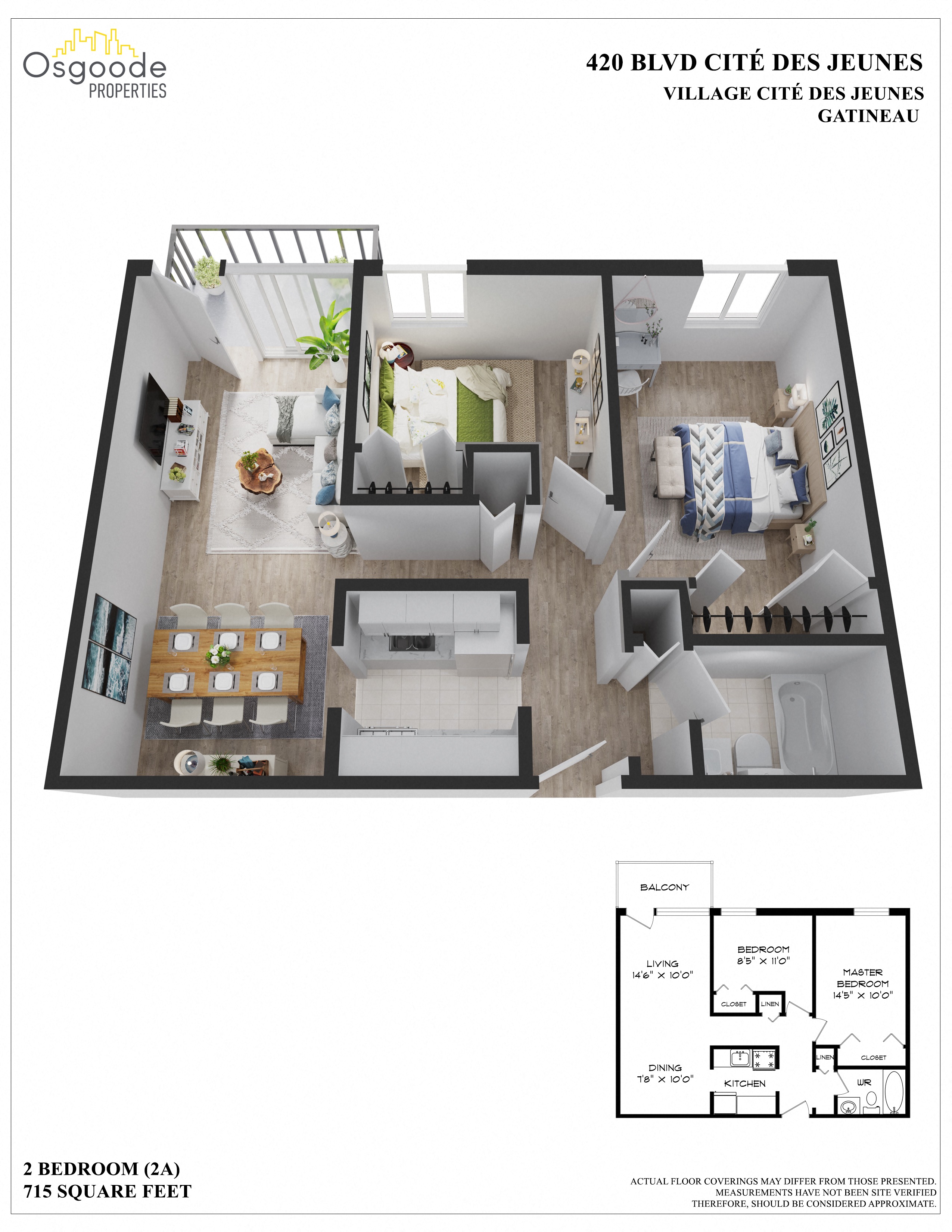 2 bedroom Apartments for rent in Gatineau-Hull at Village Cite Des Jeunes - Floorplan 01 - RentQuebecApartments – L403863