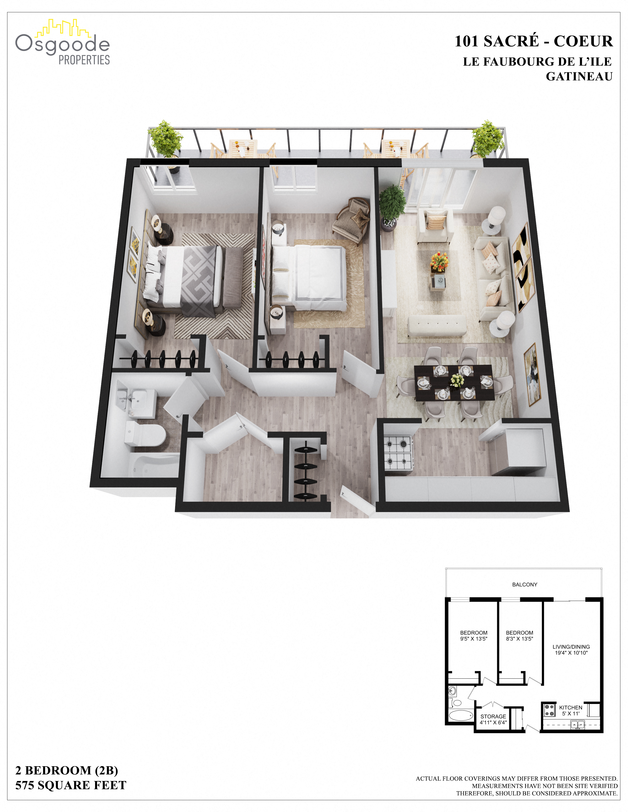 2 bedroom Apartments for rent in Gatineau-Hull at Faubourg De lIle - Floorplan 01 - RentQuebecApartments – L401980