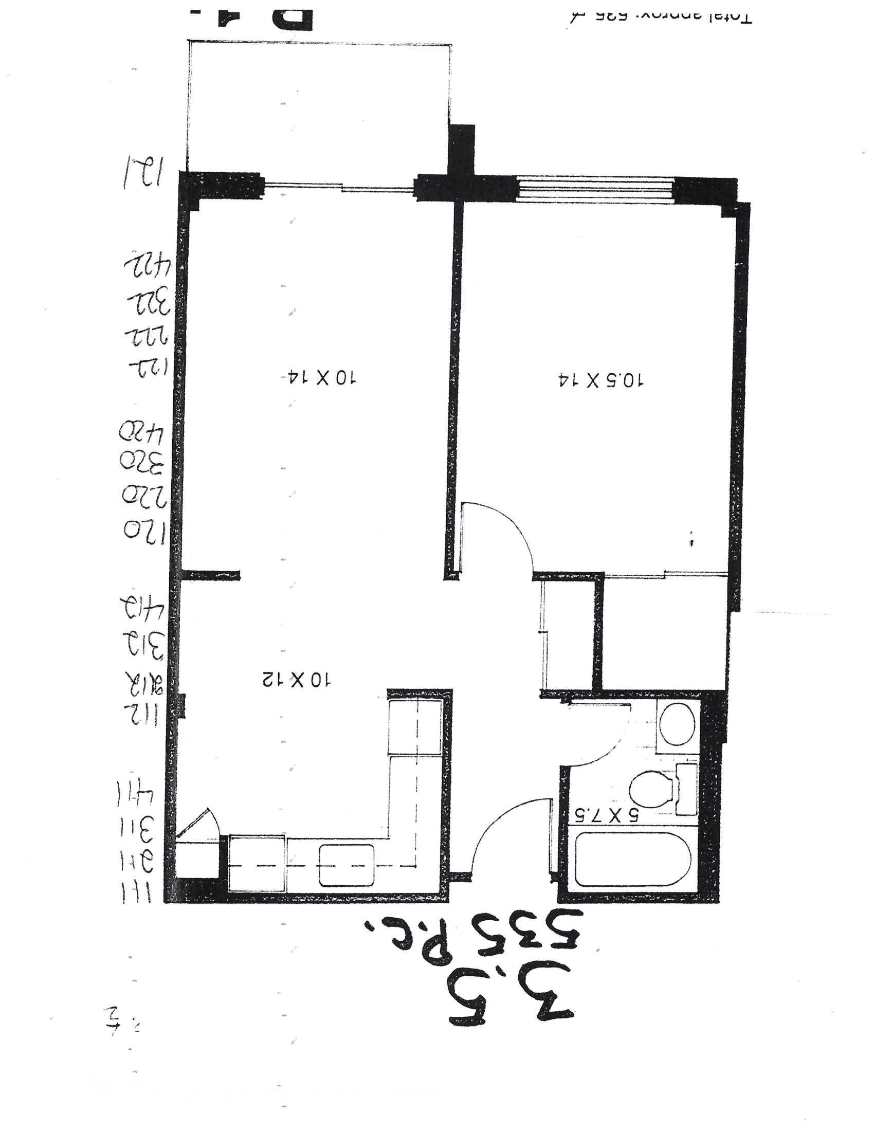 1 bedroom Apartments for rent in Pointe-aux-Trembles at Habitations de la Rousseliere - Floorplan 01 - RentQuebecApartments – L1921