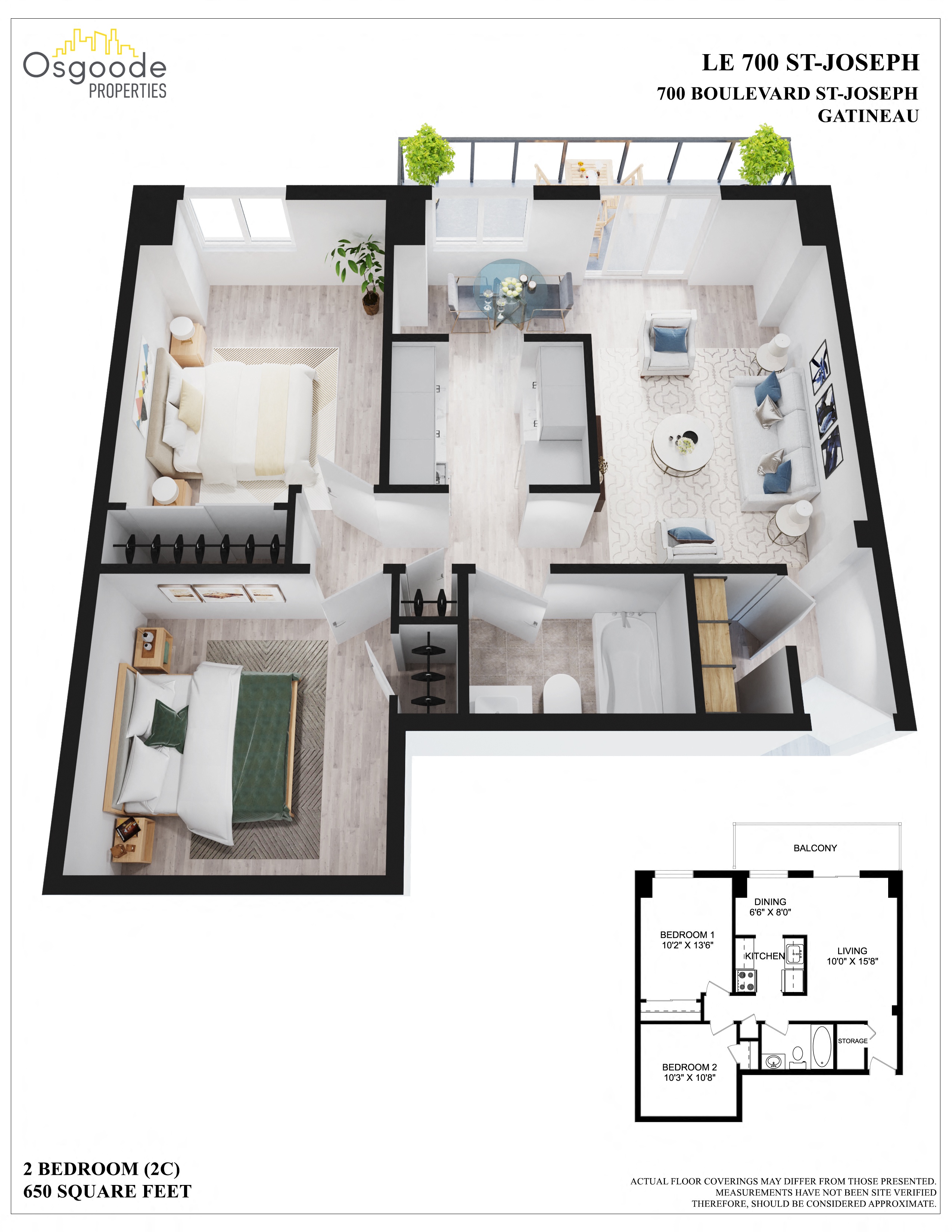 2 bedroom Apartments for rent in Gatineau-Hull at 700 St Joseph - Floorplan 01 - RentQuebecApartments – L402685