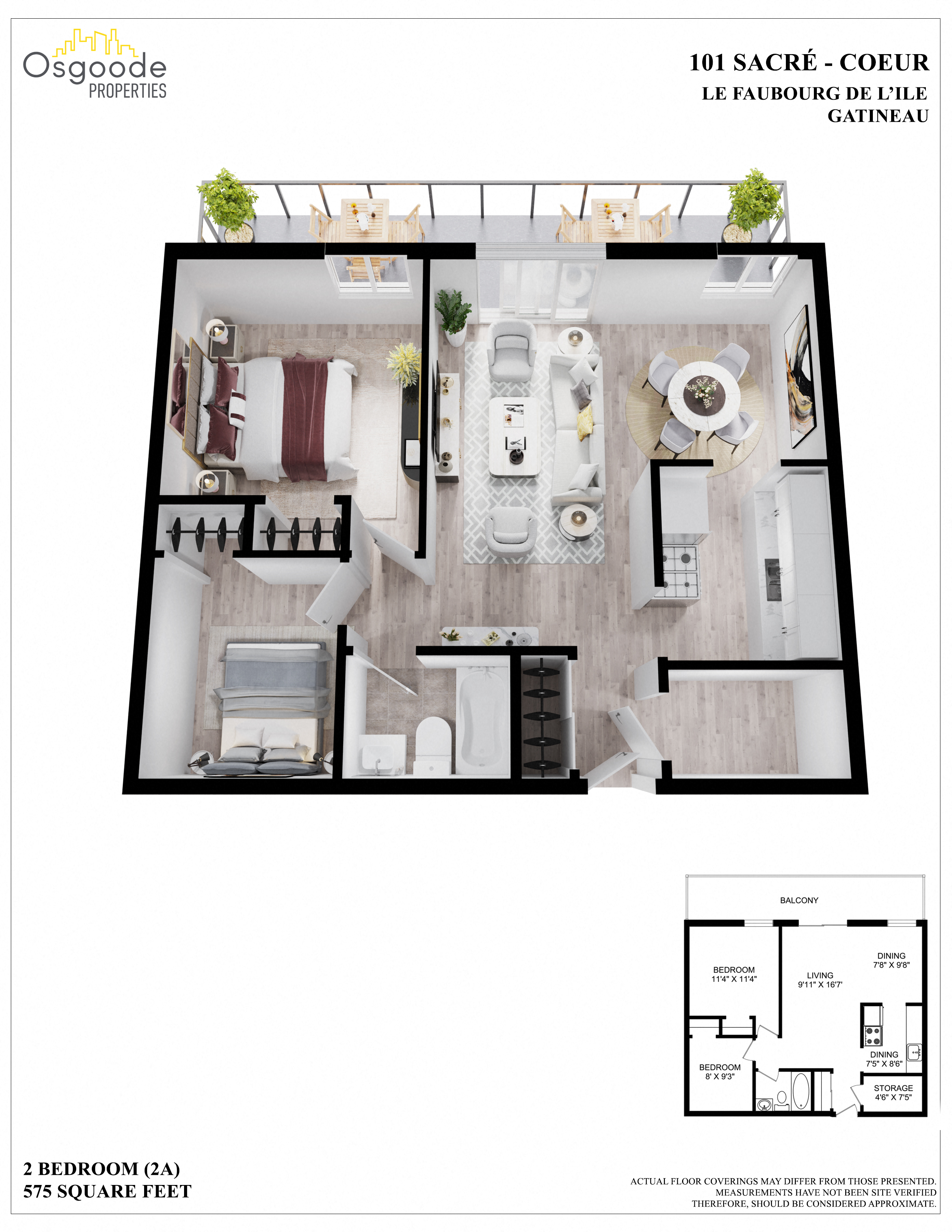2 bedroom Apartments for rent in Gatineau-Hull at Faubourg De lIle - Floorplan 01 - RentQuebecApartments – L402249